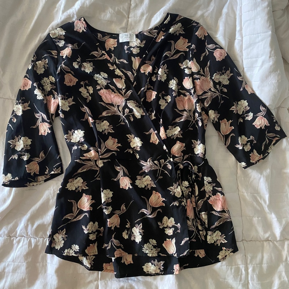 Floral Wrap Top